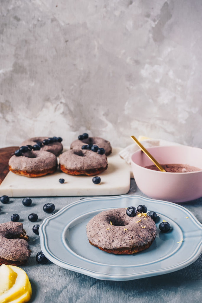 Baked Paleo Blueberry Donuts (gluten free + sugar free
