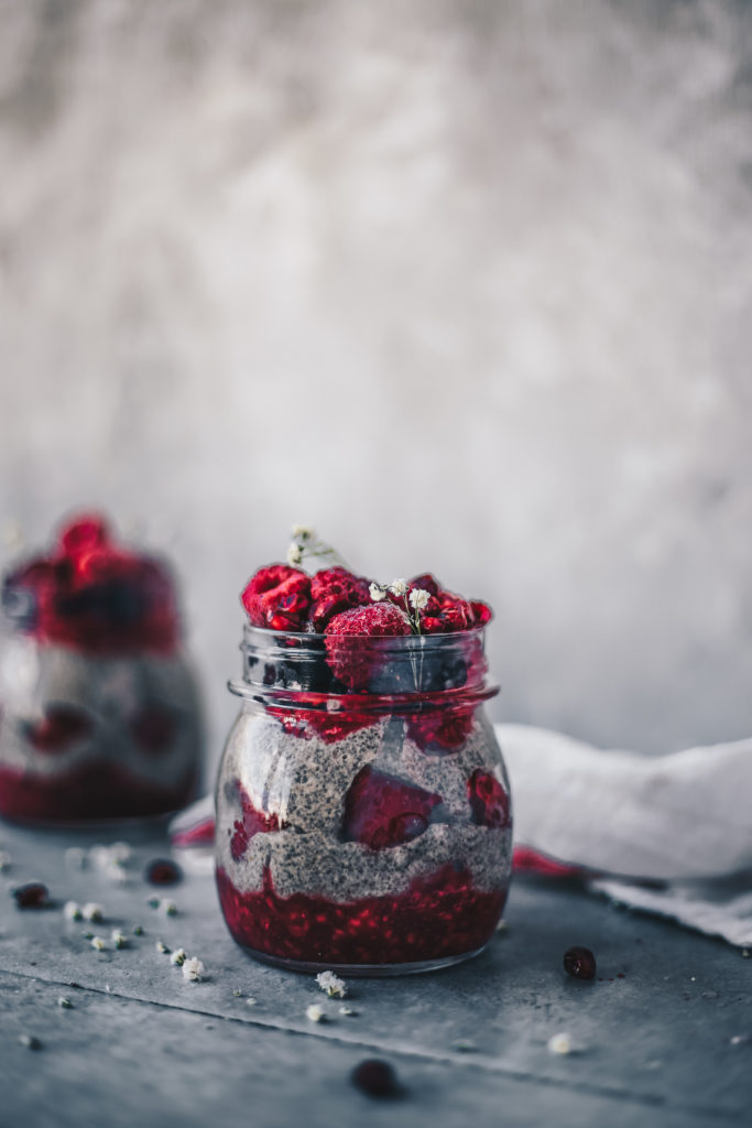 Raspberry and Almond Butter Chia Pudding