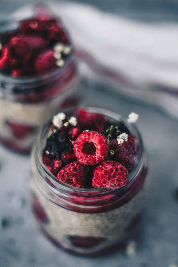 Raspberry and Almond Butter Chia Pudding