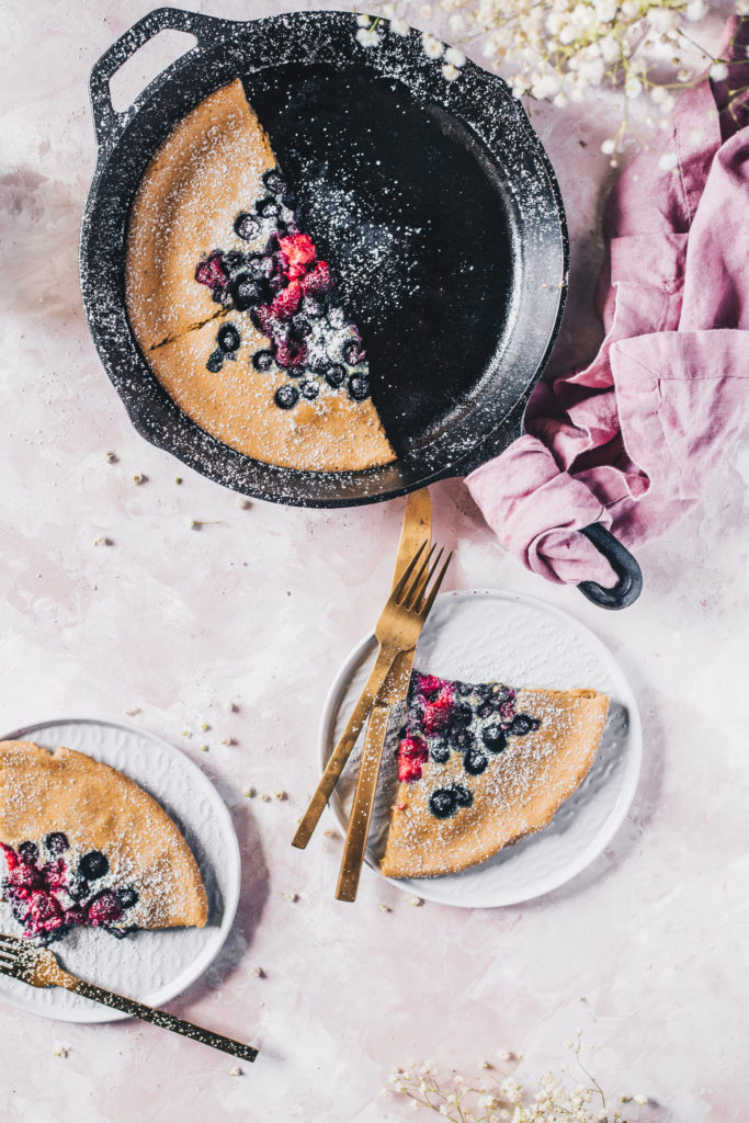 Oven Baked Skillet Pancake with Berries (Sugar Free + GF)