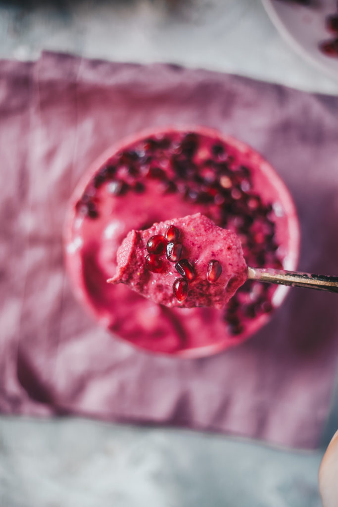 Pink Strawberry Beet and Pomegranate Smoothie Bowl