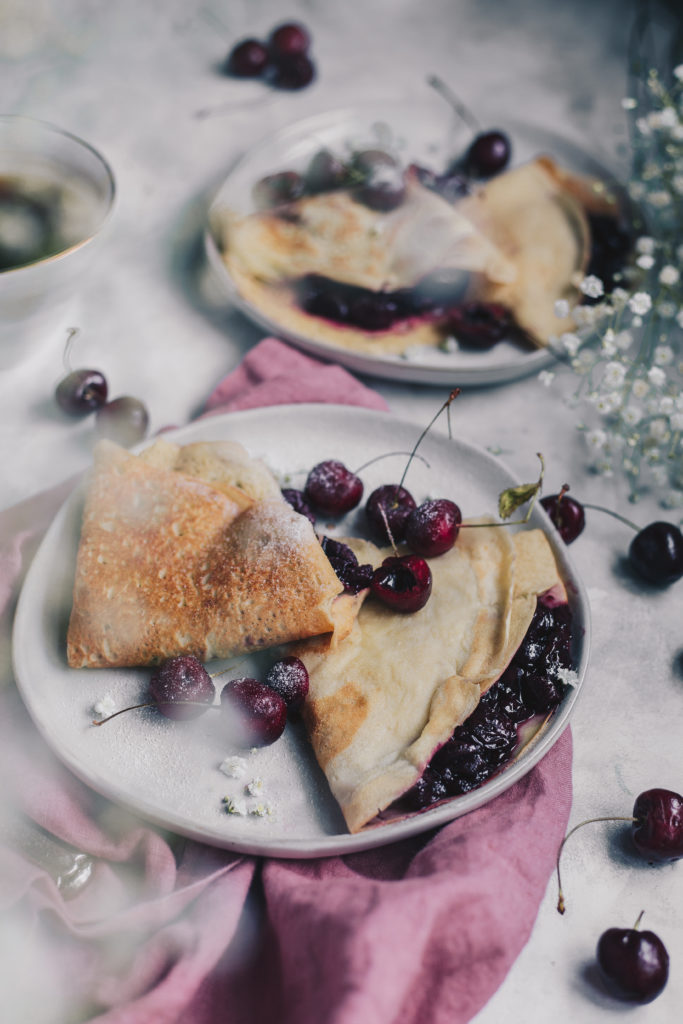 Gluten Free Crepes with Cherry Filling