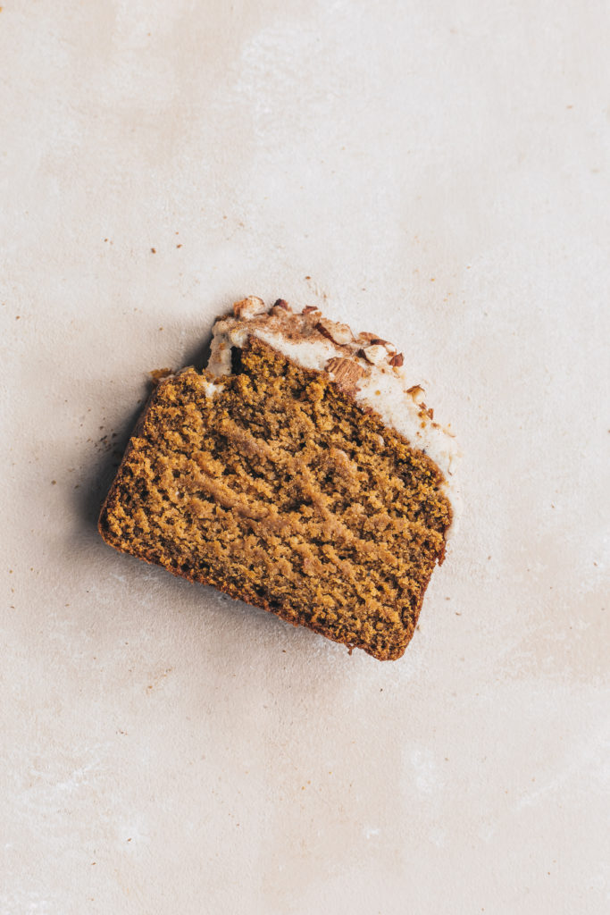 Healthy Oatmeal Pumpkin Bread with Cashew Frosting