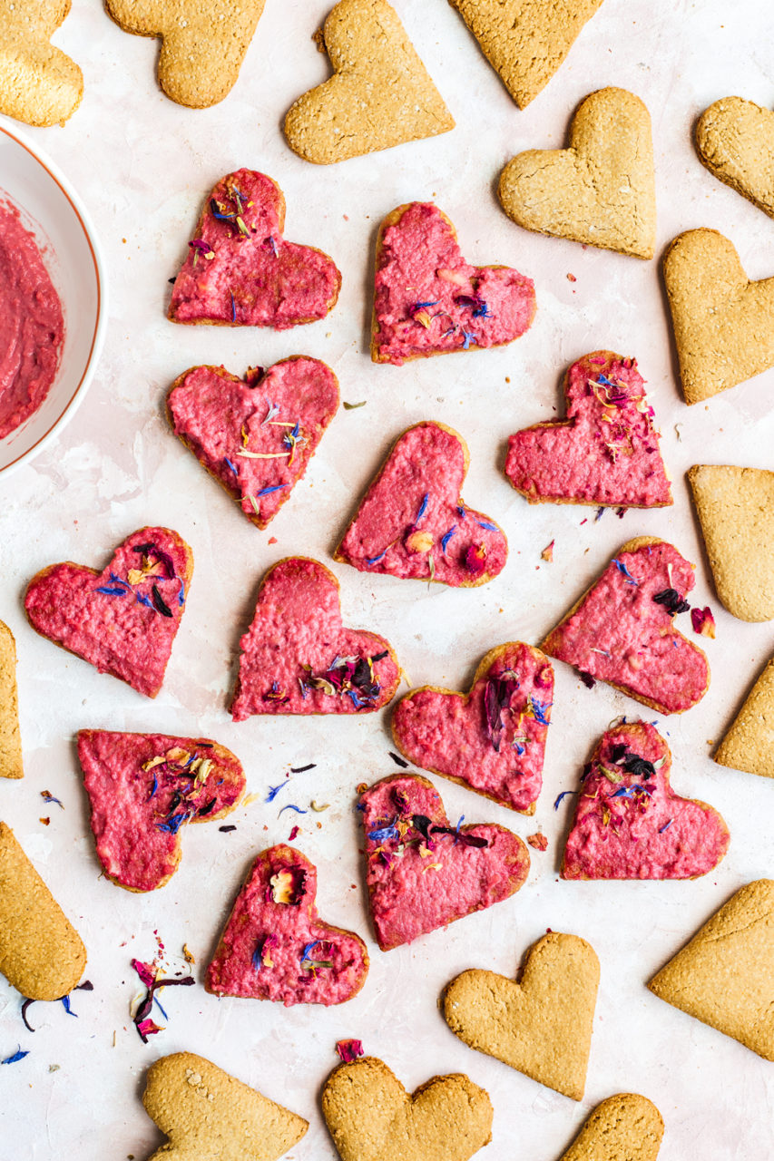 Healthy Oatmeal Flour Sugar Cookies with Beet Cashew Frosting