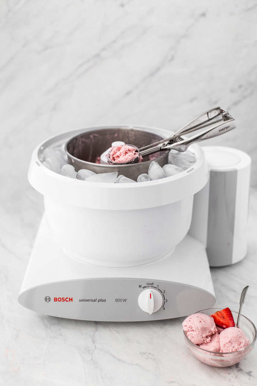 Homemade Vegan Strawberry Ice Cream - bosch universal mixer 