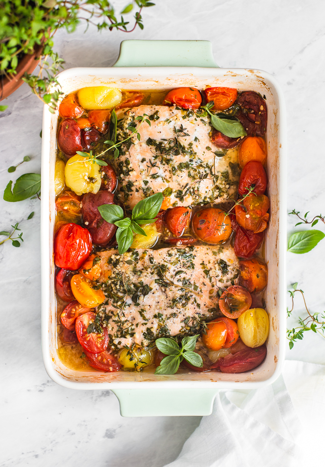 Herb Baked Salmon with Cherry Tomatoes