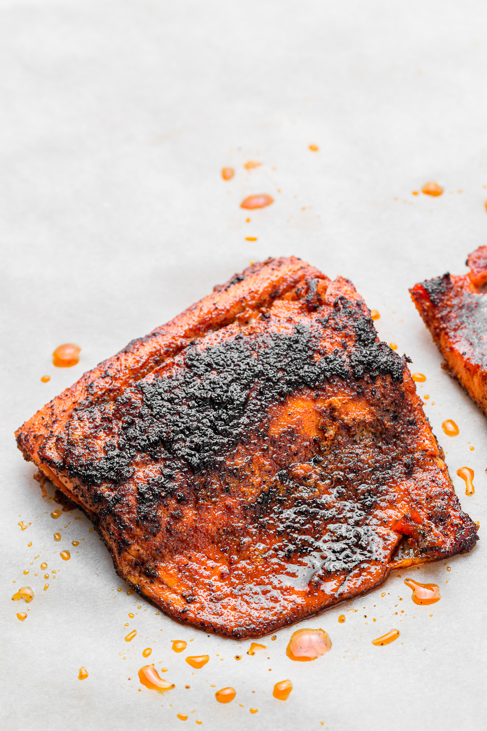 blackened salmon fillet photography