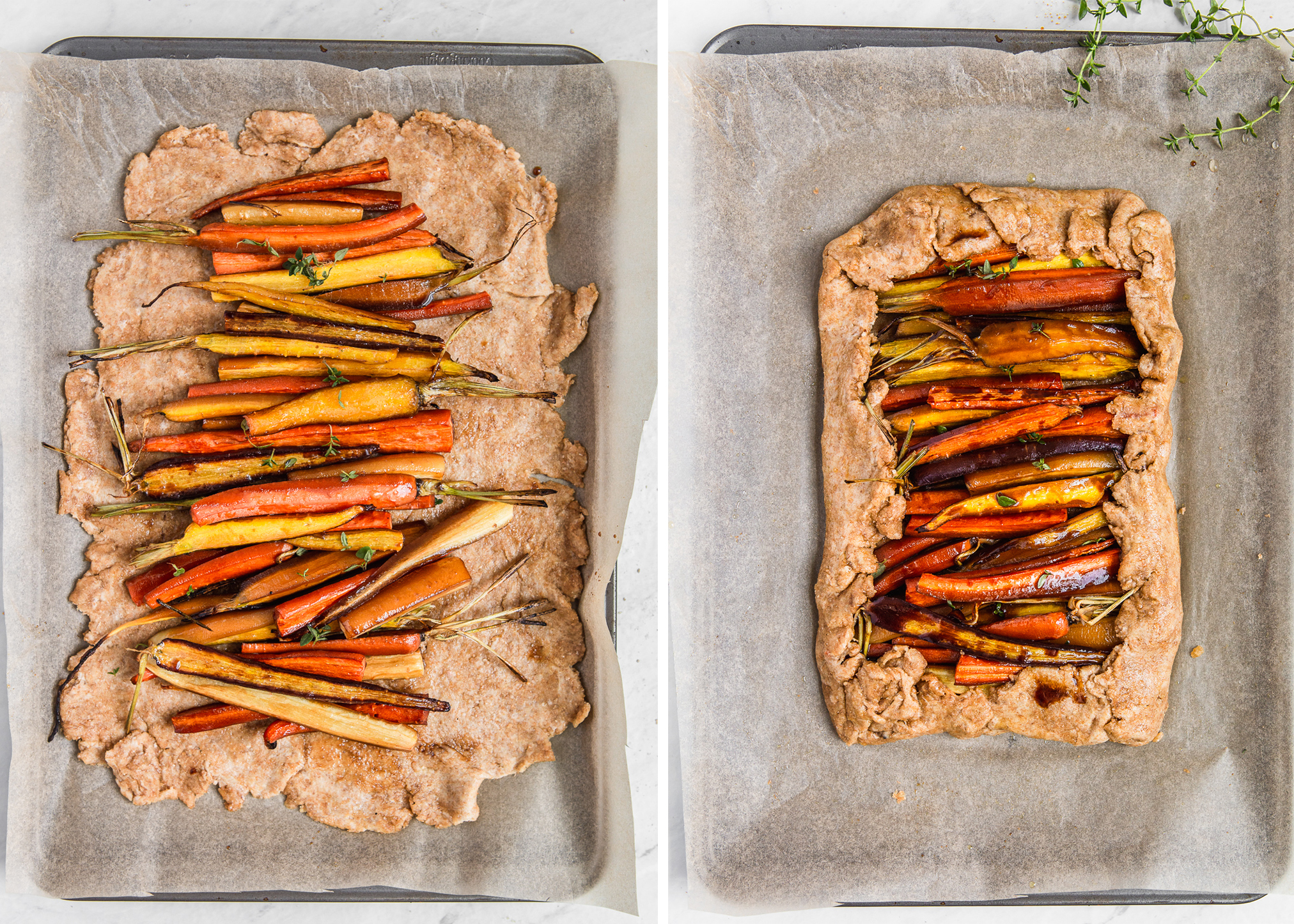 roasted carrot galette with whole wheat crust