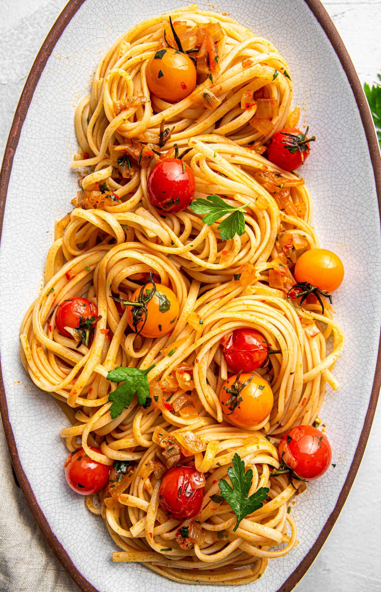 Spicy Pasta with Harissa and Cherry Tomatoes