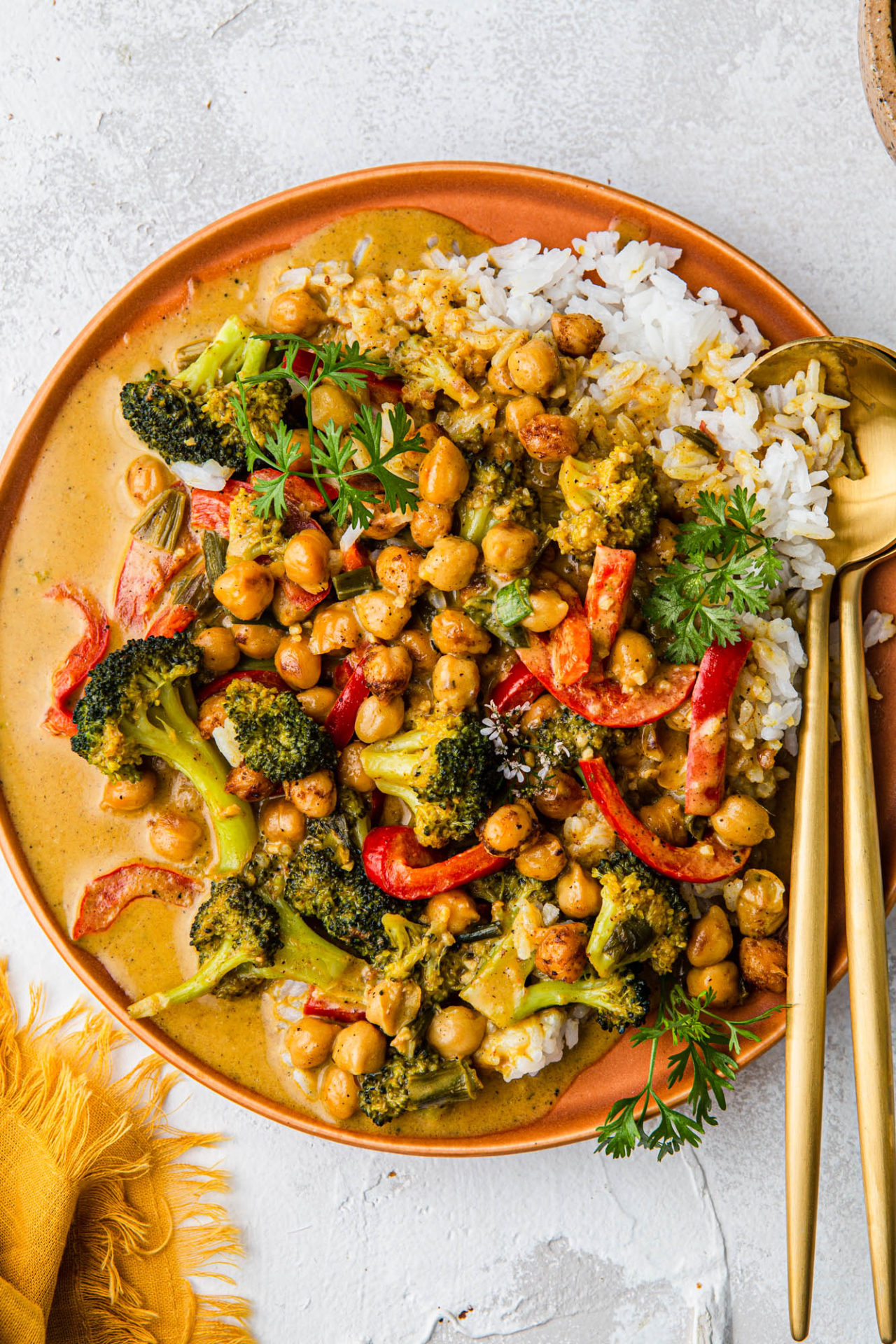 Vegan Thai Yellow Coconut Curry with Chickpeas