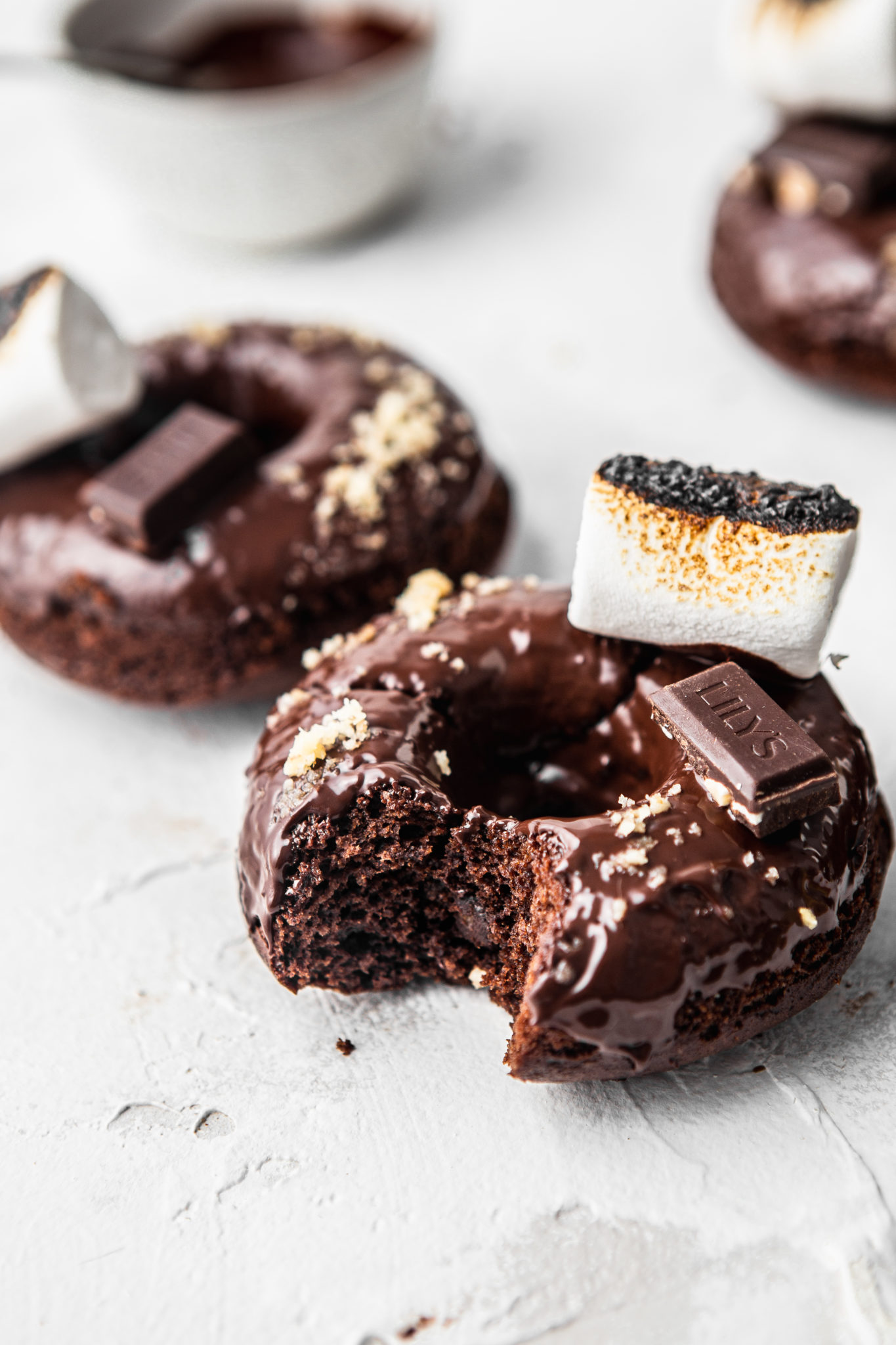 Gluten free Chocolate Donuts with S'mores photography