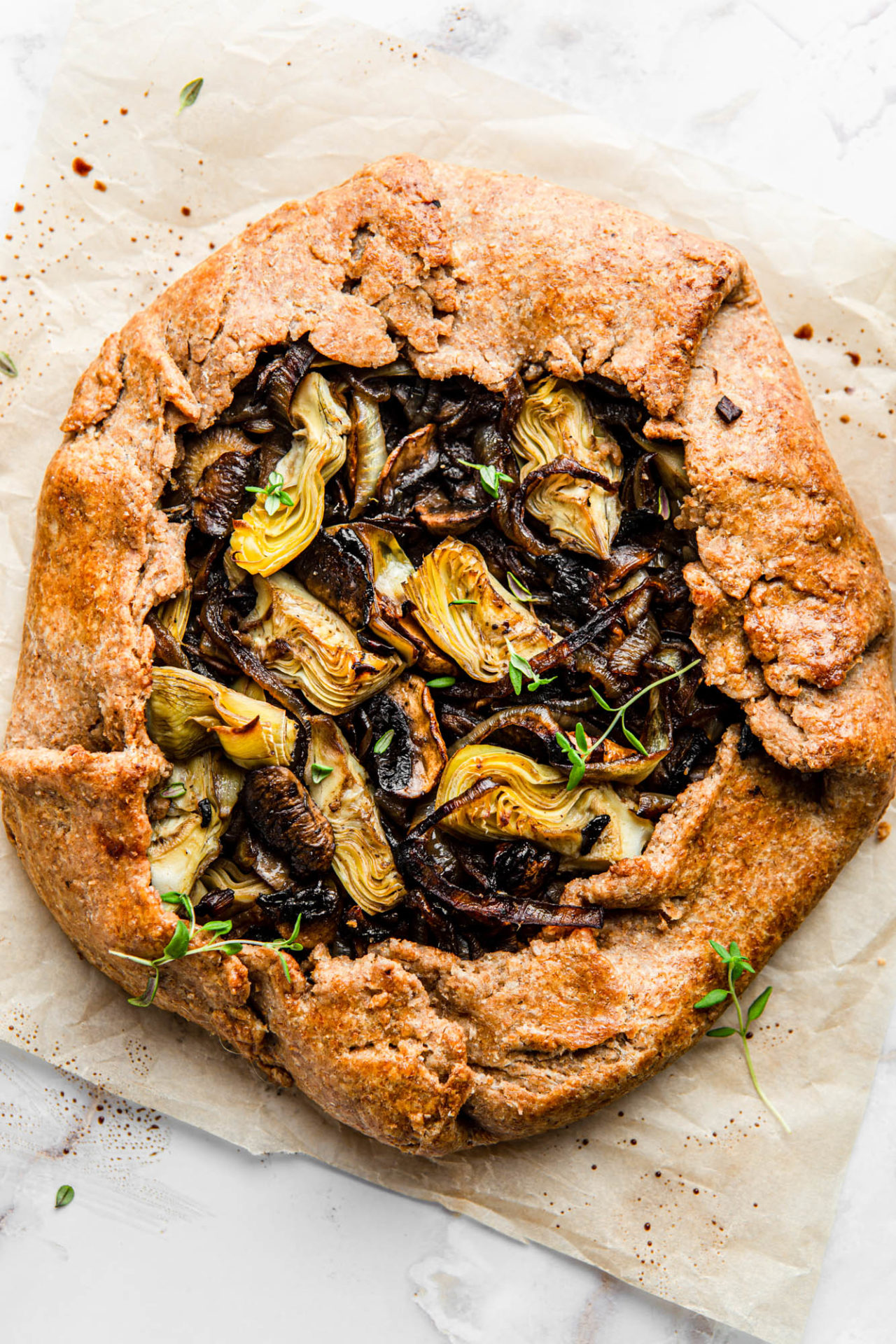 Savory Mushroom Galette with Artichokes and thyme
