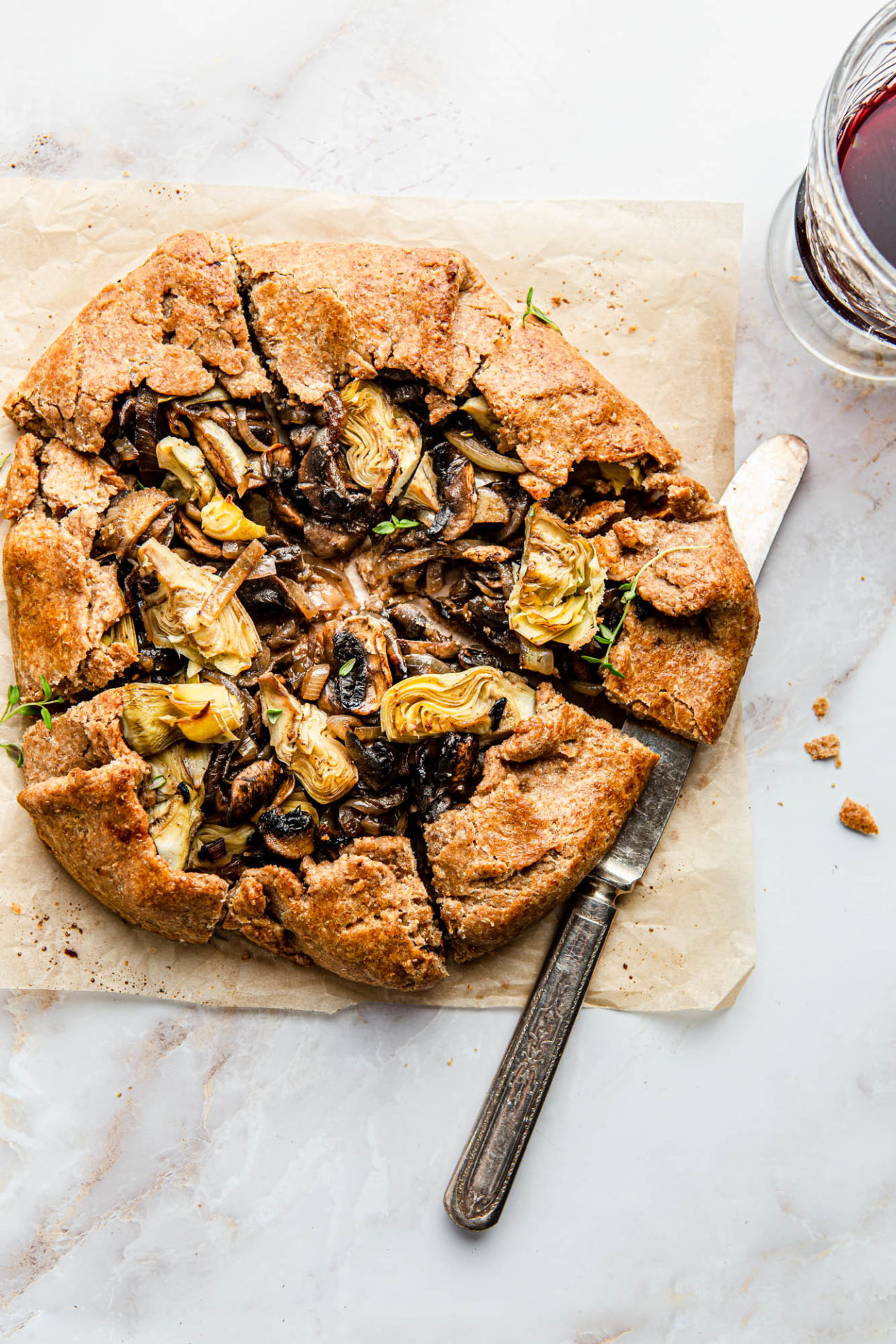 savory Galette with mushrooms onions and Artichokes photography