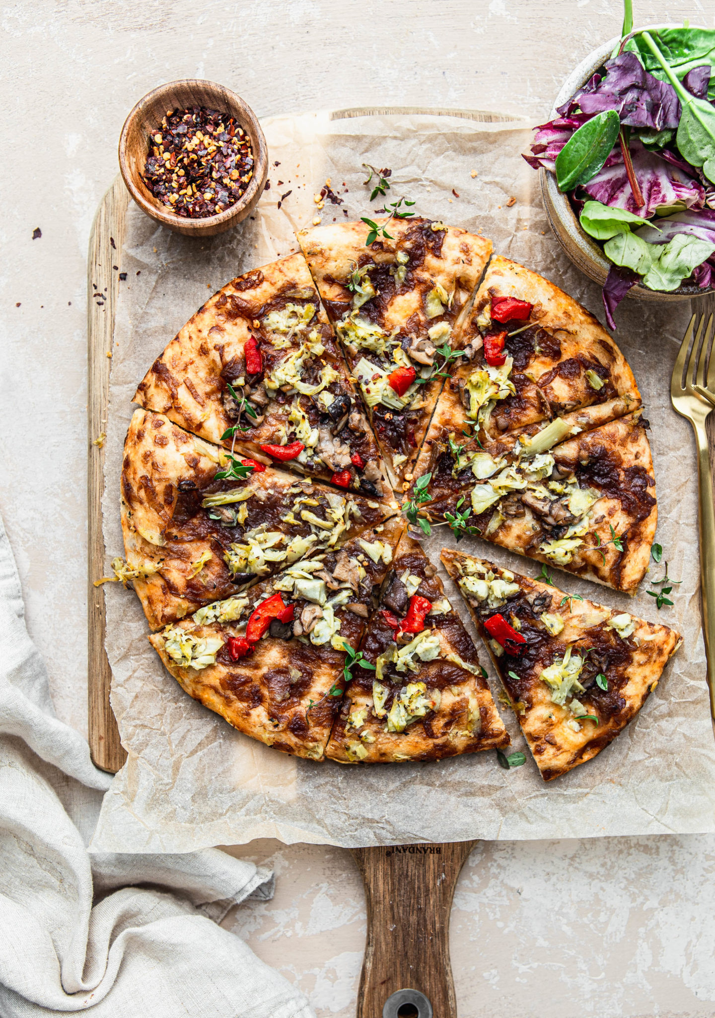vegan roasted vegetable pizza no cheese photography