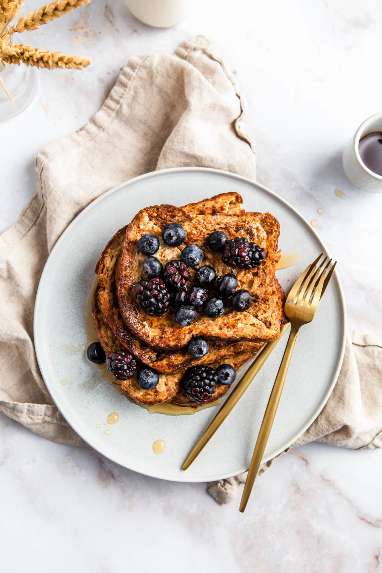 Best Healthy Whole Wheat French Toast with berries and maple syrup